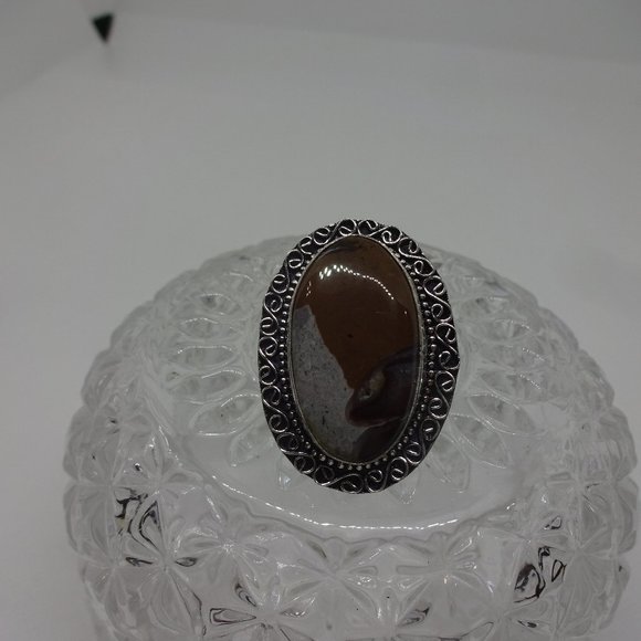 Natural "MOOKAIT JASPER' Handmade Sterling Ring Size 8.5 #386 - Picture 1 of 3